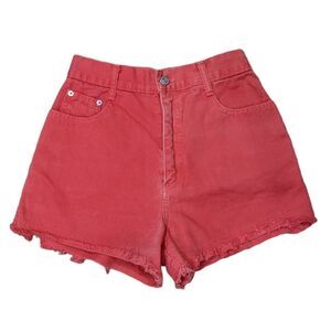 VINTAGE STEEL JEANS Women's Junior's Red High-Waisted Cutoff Jean Shorts Size 7